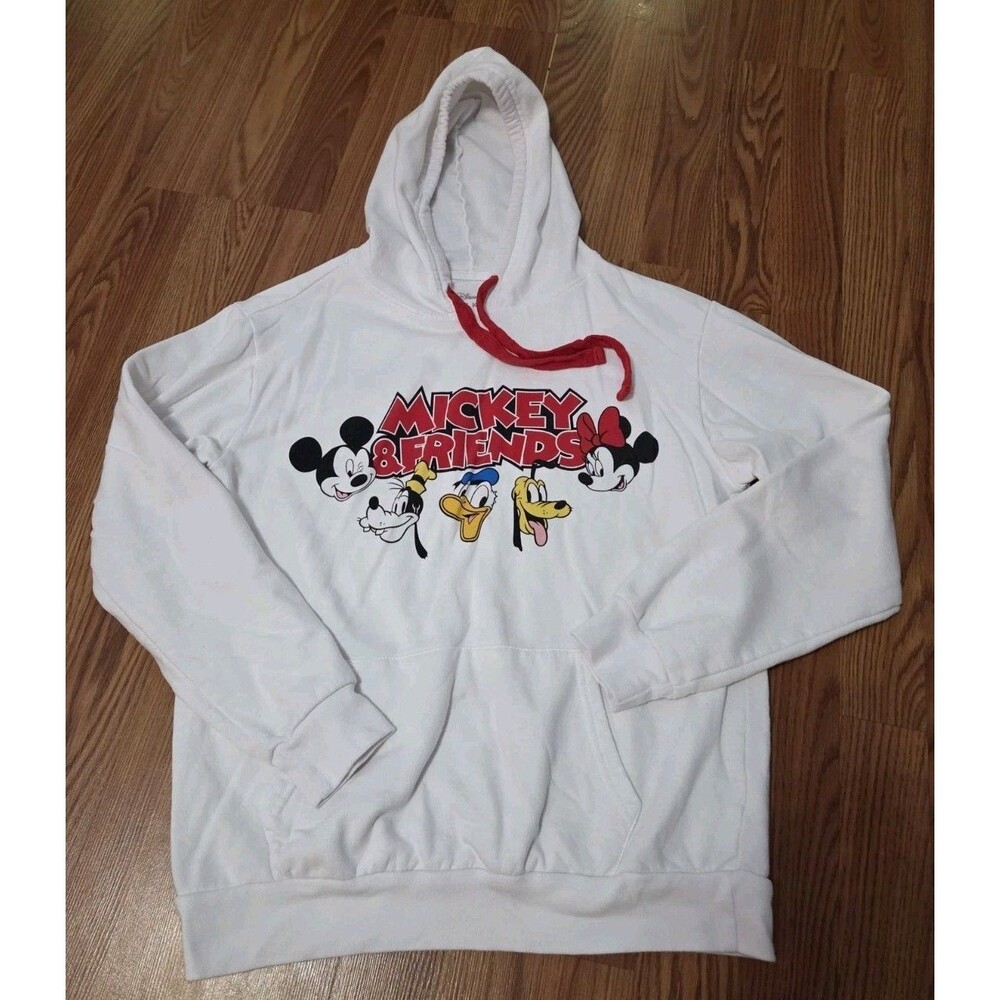 Disney Mickey Mouse & Friends Hoodie Youth L 11-13 White Pullover